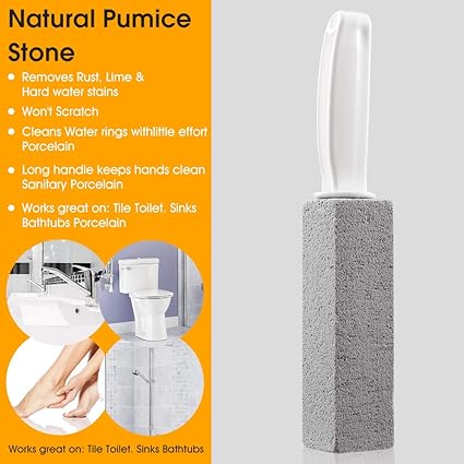 2 Pack Toilet Cleaner Hard Water Build up Remover with Ergonomic Handle, Toilet Bowl Stain Ring Remover, Pumice Stone Toilet Cleaner Tool Stain Remover for Toilet, Pool, Bathroom, Sink