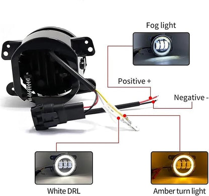 Front Bumper Fog Lamp for Dodge for Journey for Charger 20092013 4 Inch Car LED Headlight 30W Fog Light with White Halo Ring DRL Angel Eyes Light Front (1 Pcs)