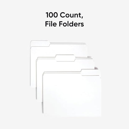 Smead Standard File Folders, 100 Count, White, 1/3-Cut Tabs, Letter Size (12843)