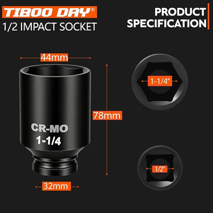 1/2" Drive Impact Socket 1-1/4" Deep Impact Socket Cr-Mo Steel