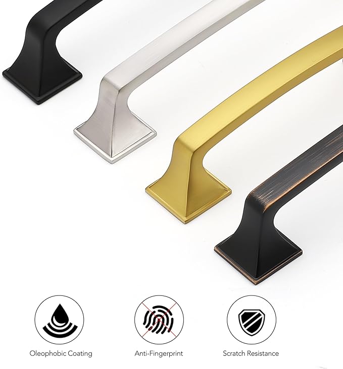 Ravinte Solid 3 Inch Big Square Foot Cabinet Pulls Brushed Nickel Arch Pull Kitchen Cabinet Handles Satin Nickel Drawer Pulls Kitchen Cabinet Hardware Silver Cabinet Drawer Handles-1 Pack