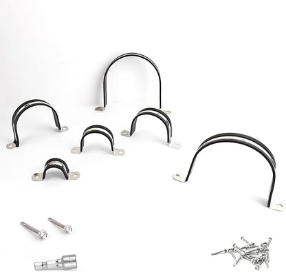 Pipe Clamps,304 Stainless  Rubber Cushioned Heavy Duty Conduit clips (SCH 3 in (89 MM) - 06 Pack)