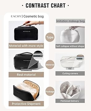 Customized PU Leather Toiletry Bag, Large Capacity, Portable Makeup Organizer (Black)