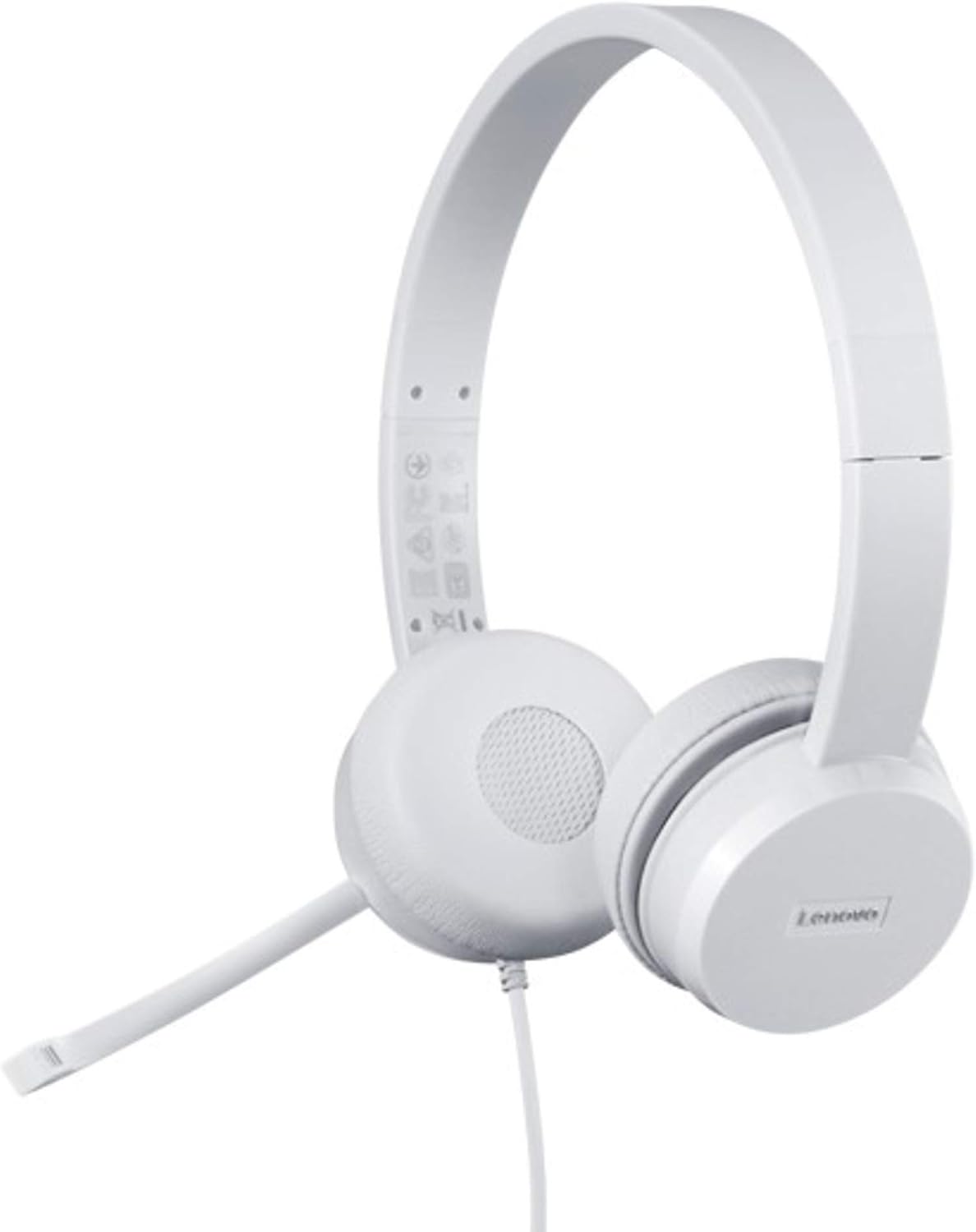 Lenovo 110 USB Stereo Headset, Noise Canceling, Adjustable Boom Mic for Right/Left Ear, Long Cable, Works with Chromebook, GXD1B67867, Silver,Gre