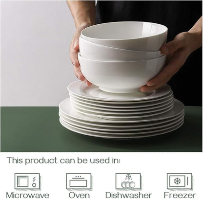 DOWAN Soup Bowls, Ramen Bowl for Noodle, 39 Ounce large Cereal Bowls for Kitchen, 7 Inches Salad Bowls, Microwave and Dishwasher Safe, White