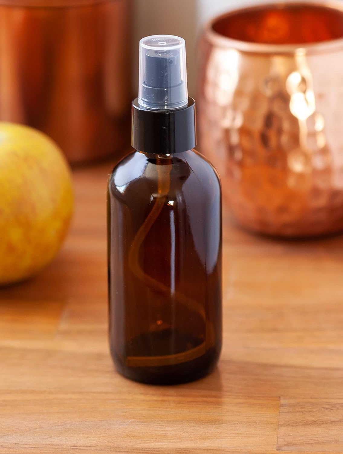 4 oz Amber Glass Boston Round Bottle with Black Treatment Pump (14 pack) + (2 pipetts)