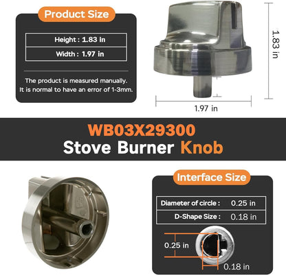 (5Pcs) Upgraded WB03X29300 Gas Stove Knobs Replacements for GE Range Surface Burner Knob, Gas Range Knobs for JGP3030SL1SS JGP3036SL2SS Cooktop Knob Replace for GE Part Number AP6301265 4585904