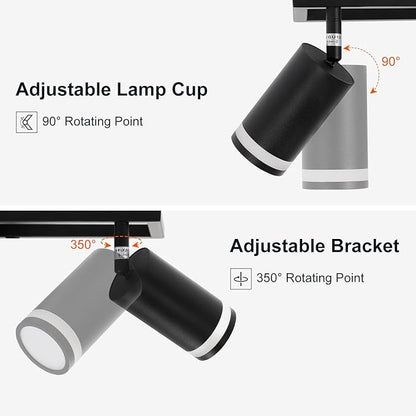 6-Light Track Lighting Fixtures Ceiling, GU10 Black Led Ceiling Spotlight, Modern Track Light Kit for Kitchen Hallway Living Room