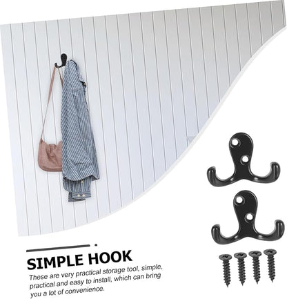 ABOOFAN 10-Piece Double Prong Coat Hook Set Wall-Mounted Towel and Mug Rack Sturdy Metal Hook for Hanging Coats Bags Hats and Towels for Home and Office