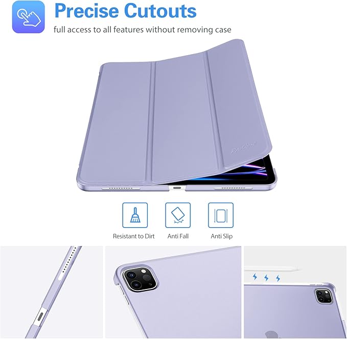 ProCase Cover for iPad Pro 11 Inch Case 2022/2021/2020/2018, Slim Stand Hard Back Shell Smart Cover for iPad Pro 11 Inch 4th Gen 2022 / 3rd Gen 2021/ 2nd Gen 2020 / 1st Gen 2018-Lightpurple