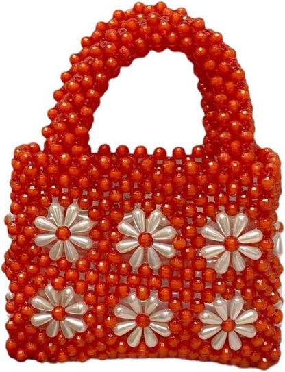 Women Beaded Handbags Elegant Handmade Weave Purse Crystal Pearl String Tote Bags for Banquet Wedding Cocktail