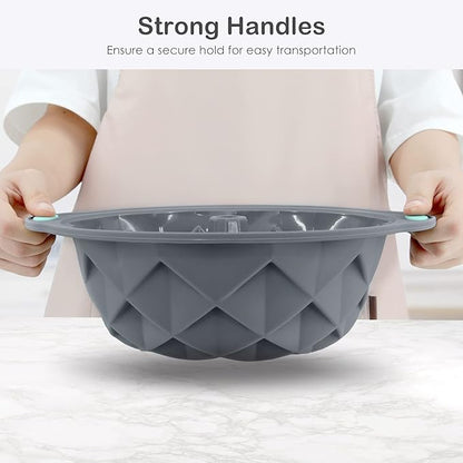 Bunte Cake Pan, Non-Stick 10-Inch Angel Food Cake Pan, Silicone Cake Mold with Metal Reinforced Frame More Strength for Long-Lasting Performance