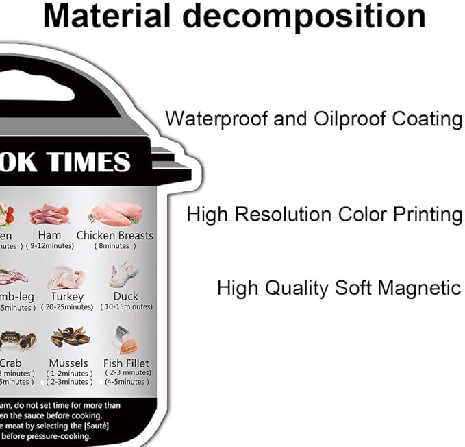 Instant Pot Cook Times Cheat-Sheet - Refrigerator Magnet Quick Reference Stickers Magnetic Cheat Sheet (Instant Pot Decals)