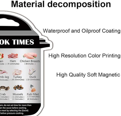 Instant Pot Cook Times Cheat-Sheet - Refrigerator Magnet Quick Reference Stickers Magnetic Cheat Sheet (Instant Pot Decals)