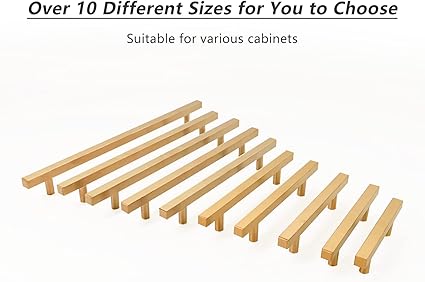 TooCust 2 Pack Brushed Brass Kitchen Cabinet Handles, Cabinet Pulls with 3 Inch (76mm) Hole Centers, Gold Dresser Handle with Brushed Finish, Modern Furniture Drawer Knobs