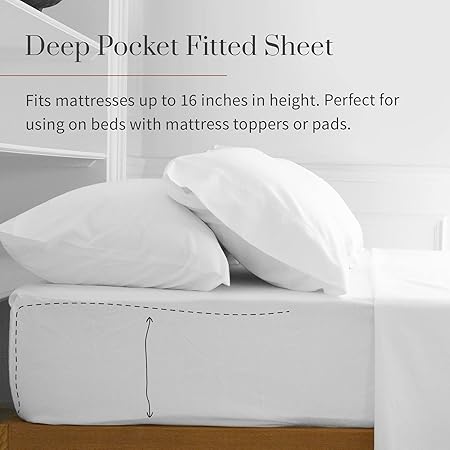 Everspread Bed Linen Set, (4 Piece Sheet Set), King Size, White. Ultra-Soft  Breathable. Luxury Bedding. Deep Pockets - Fits Mattresses up to 16 inches. Wrinkle  Fade Resistant