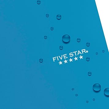 Five Star Spiral Notebook  Study App, 5 Subject, Wide Ruled Paper, Fights Ink Bleed, Water Resistant Cover, 8" x 10-12", 200 Sheets, Tidewater Blue (73196)