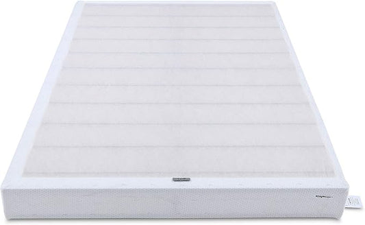 Basics Smart Box Spring Bed Base, 9-Inch Height Mattress Foundation, Tool-Free Easy Assembly, Twin, 74"L x 38"W x 9"H, White