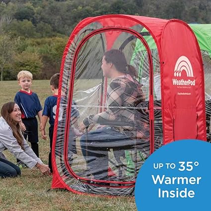 WeatherPod The Original Shark Tank MyPodTM 1-2 Person Pop-Up Pod - Stay Warm, Dry, and Out of The Sun - Weather Pod for Sports, Rain, or Wind (Black, 40" L x 40" W x 59" H)