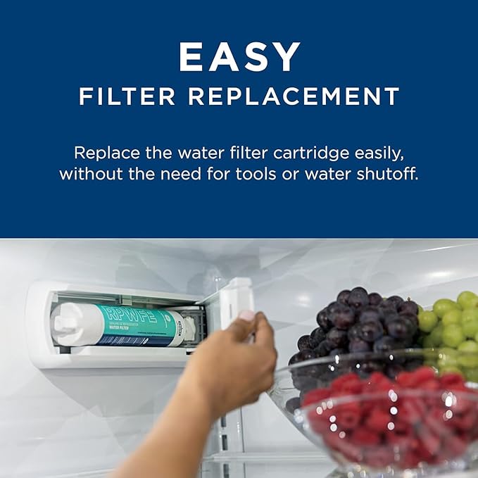 GE RPWFE Refrigerator Water Filter, Genuine Replacement Filter, Certified to Reduce Lead, Sulfur, and 50+ Other Impurities, Replace Every 6 Months for Best Results, Pack of 1