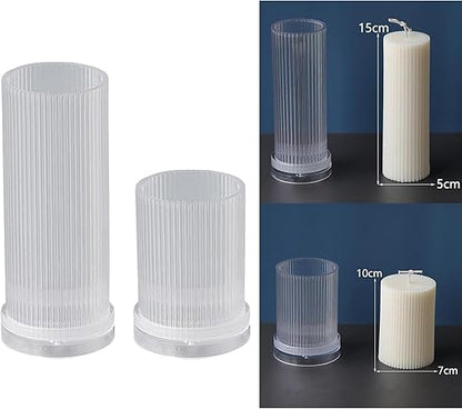 2X Long Pole Candle Pillar Making Large Cylinder Rib DIY Accessory