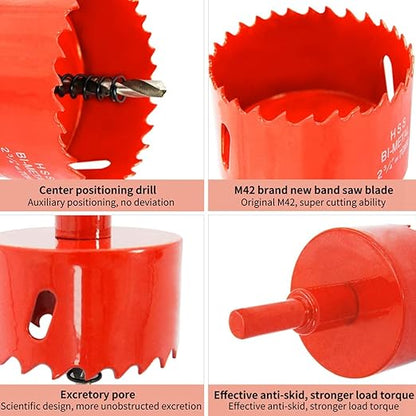 Hole Saw Drill Bit LAIWEI HSS Hole Cutter with Arbor for Wood,PVC Board and Plasterboard(1-34"(44mm Hole Saw))