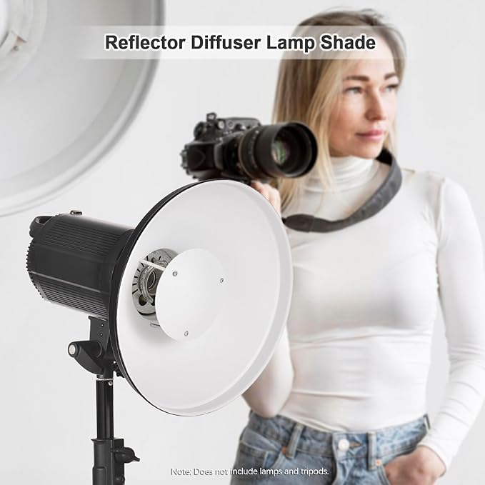 Andoer 30cm11.8in Standard Reflector Beauty Dish Bowens Mount with White Diffuser Reflector Honeycomb Grid for Studio Portrait Photography Strobe Flash Light