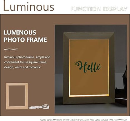 Uonlytech Glowing LED Night Light Wooden Photo Frame
