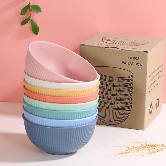 Wheat Straw Bowl Unbreakable Wheat Straw Cereal Bowls For Serving Soup Oatmeal,Ramen,Salad Microwave & Dishwasher Safe Soup And Salad Wheat Straw Cereal Bowls Bowls For Kitchen Cereal (pink)