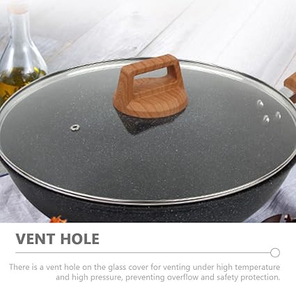 Tofficu Household Glass Lid Cookware Replacement, 11 Inch Universal Lid with Handle, Replacement pot Cover Wok Lid for Pots Pans Fry Pan, Shockproof Tempered Lid for 12 Inch Frying Pan, Wok, and Pot