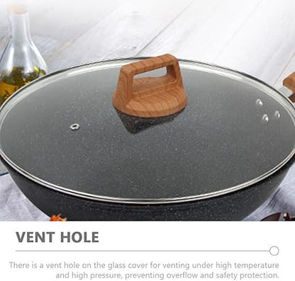 Tofficu Household Glass Lid Cookware Replacement, 11 Inch Universal Lid with Handle, Replacement pot Cover Wok Lid for Pots Pans Fry Pan, Shockproof Tempered Lid for 12 Inch Frying Pan, Wok, and Pot