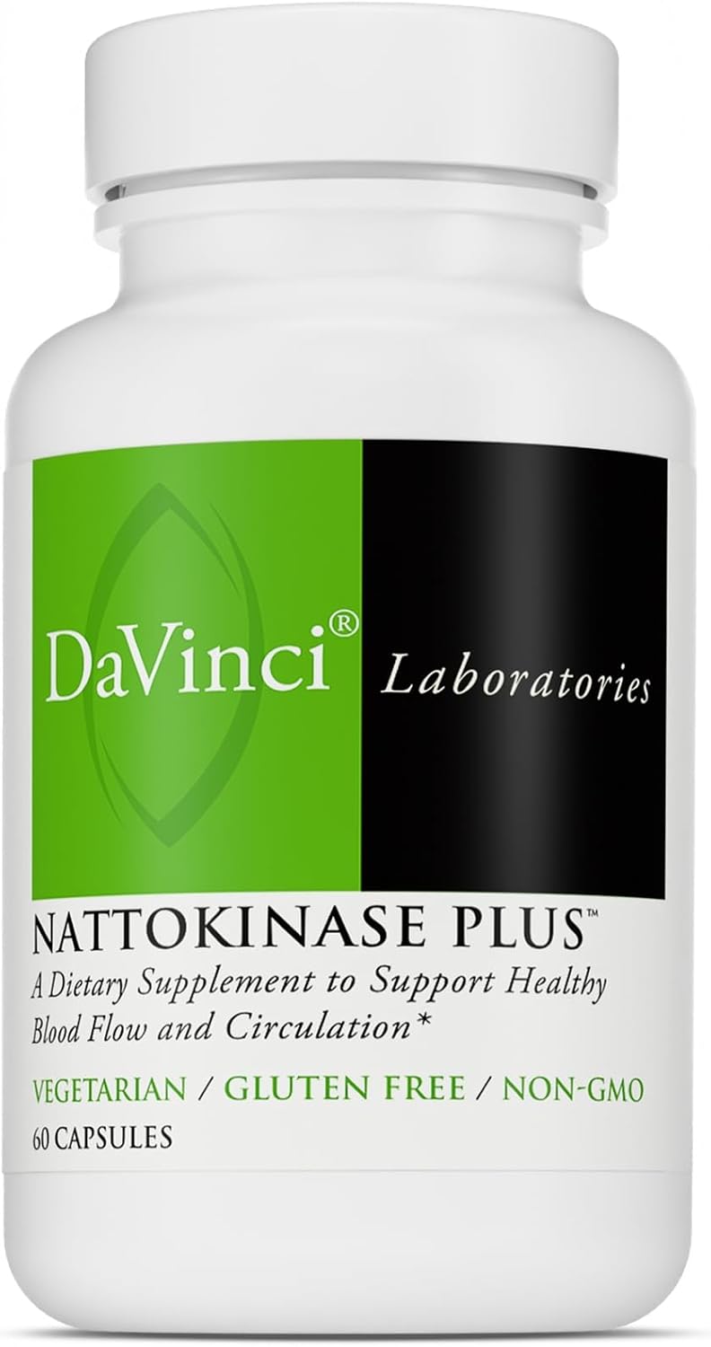 DAVINCI Labs Nattokinase Plus - High-Potency Nattokinase Supplement for Comprehensive Blood Flow Support for Men & Women - Formulated with Antioxidant Support - Gluten Free - 60 Vegetarian
