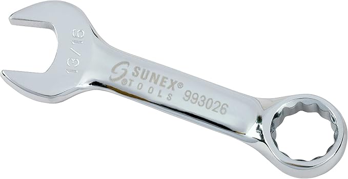 SUNEX TOOLS 993026 13/16" Fully Polished Stubby Combination Wrench