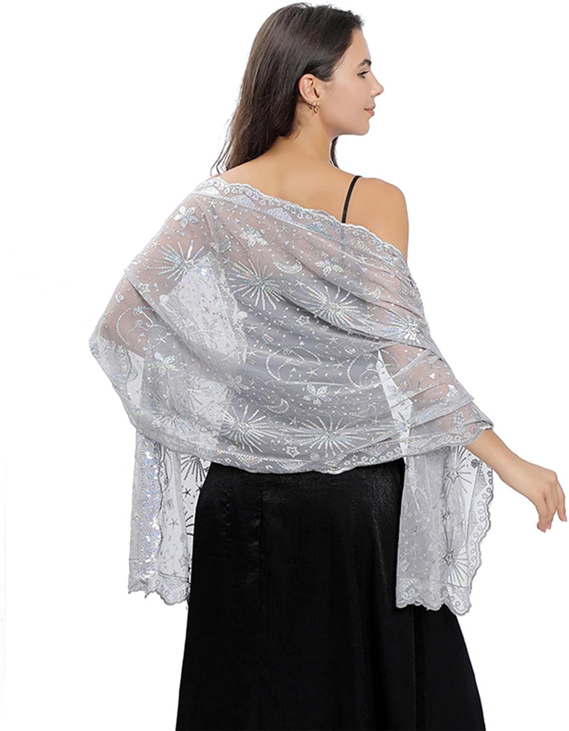 Ralcosuss Women’s Sequins Glitter Pashmina Scarf Shawl and Wrap for Evening Party Dresses Wedding Bride Bridal Gifts