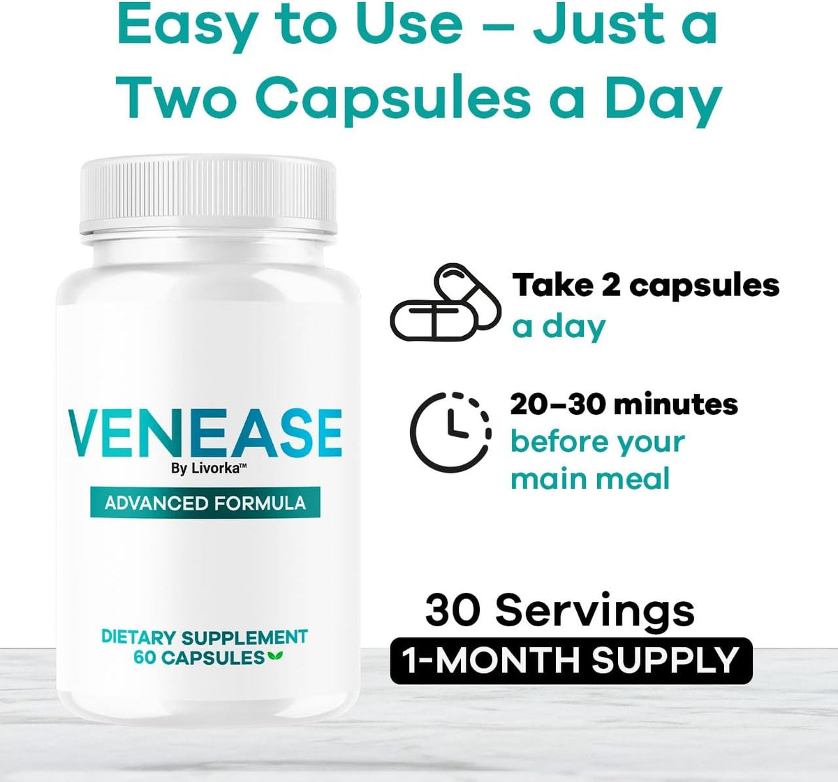 PureHealth Research Venease Capsules - Official Venease Pills Premium Supplement Support Advanced Formula All Natural for Vein Wellness & Health Multivitamin Pure Formula Reviews, 60 Capsules for 1 Month