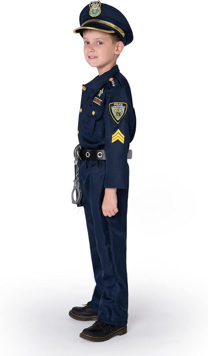 JOYIN Toy Halloween Toddler Police Costume, Police Officer Costume for Boys, Kids Cop Outfit for Halloween Pretend Roleplay ( Missing Holster-Badge-LDD ligth )