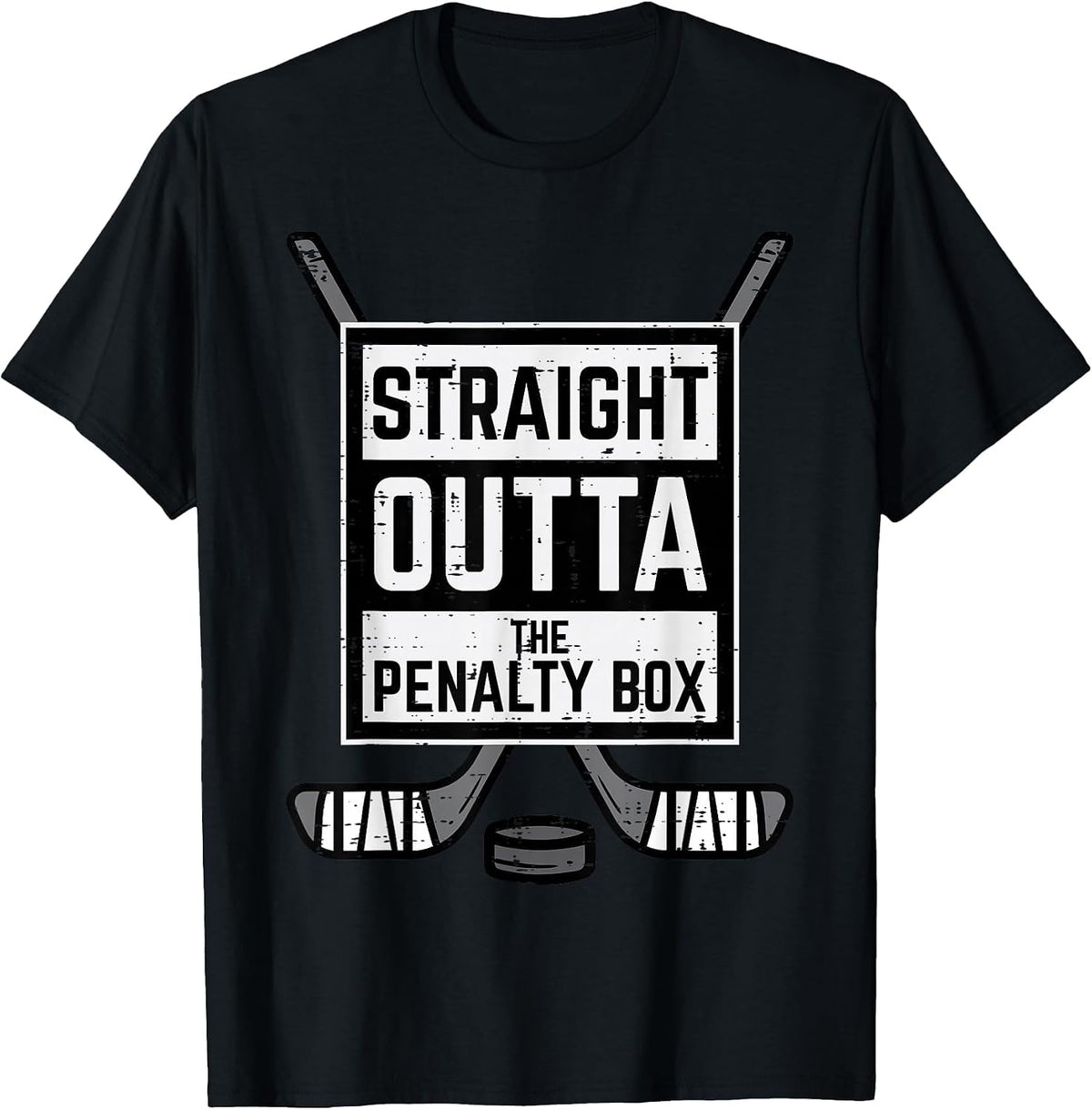 Size XS, Ice Hockey Straight Outta Penalty Box Funny Men Boys Kids T-Shirt.