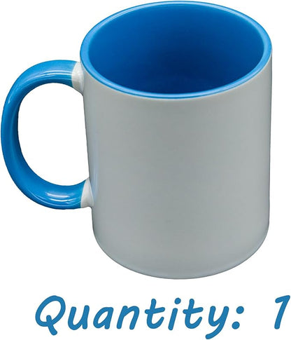 Sublimation Mugs 11 Oz, Light Blue Inner  Handle - Premium Coffee Cups for Heat Press Projects - Versatile Coffee Mug Design Ideal for Personalized Creations, 1 Piece Set
