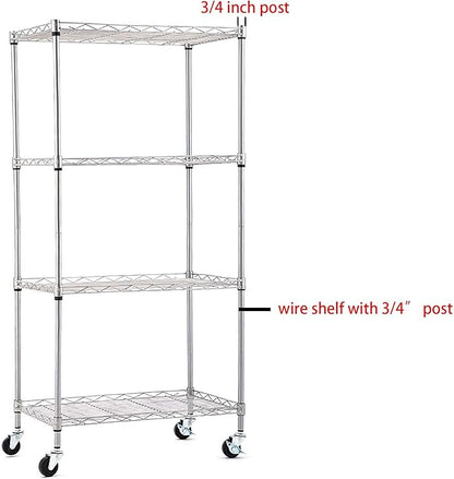 Wire Shelf Caster Wheels - Set of 4 Wire Shelving Shelf Casters for 0.75" Post Shelvings,Wire Shelving Rack Wheels,Shelves Wheels for 34 Inches Post,Metal Shelves Wheels,Wire Rack Casters