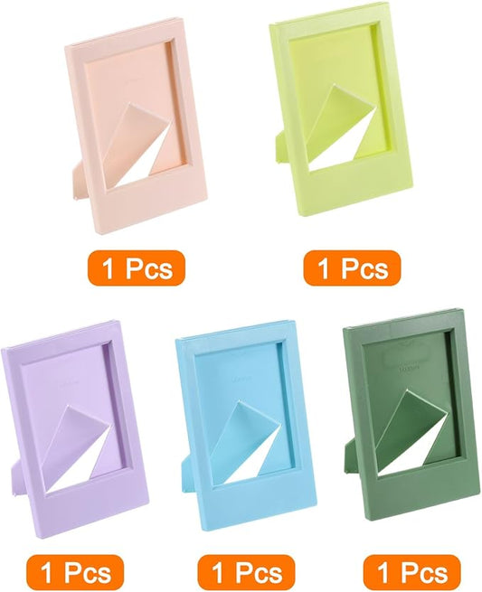 uxcell 5 Pcs Mini Picture Frames 2.4 x 3.6 Inch Rectangle Small Picture Photo Frame Holder for Tabletop Display Photos Paintings Landscape Posters Artwork, Multicolor