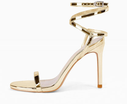 Coutgo Womens Strappy Lace up Heels Sandals Sexy High Heeled Ankle Strap Summer Dress Shoes