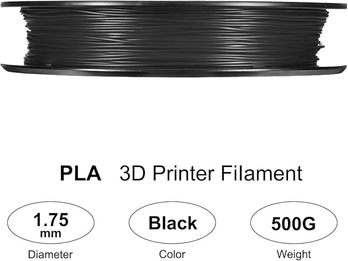 uxcell PLA 3D Printer Filament, 1.75 millimeters, 500g Spool (1. 1 lbs), Black 3D Printing Filament for 3D Drawing Pen Refill, 3D Printers
