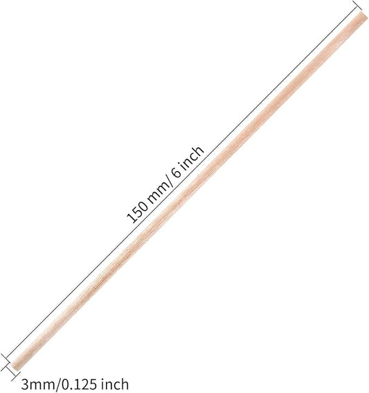 Wooden Dowel Rods 18 x 6 Inch Unfinished Natural Wood Craft Dowel Rods, 100 Pieces