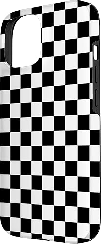 iPhone 15 Black and White Checkered Checkerboard Pattern Case