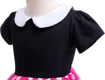 Dressy Daisy Baby Girl Polka Dots Fancy Dress Up Costume Birthday Party Tulle Dresses with Headband Pink/Red/Purple/Hot Pink