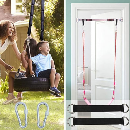 1 PCS Black Tree Swing Straps Hanging Kit with 2 Heavy Duty Carabiners (Stainless Steel), Tree Swing Hanging Kit for Swing Seat, Plank, Camping Hammock, Holds 2200 LBS