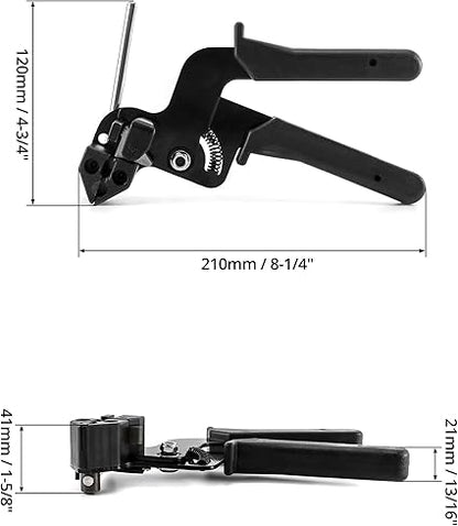 QWORK Cable Tie Gun, Stainless Steel Zip Tie Tightener Wrap Tool, Self-locking Metal Zip Ties Tool, Cable Tie Fasten and Cut for Nylon Plastic Steel Cable Ties