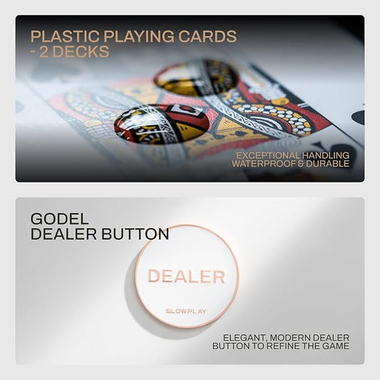 SLOWPLAY Godel Ceramic Poker Chips Set for Texas Hold'em, 500 PCS [with Numbered Values], 39mm & 10g Each | Features a High-end Chip case with Extra Durable German Polycarbonate Shell