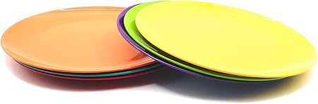 KOXIN-KARLU Melamine Plates, 10.5-inch Dinner Plates Dinnerware Dish, set of 6 in 6 Assorted Colors  100 Melamine, Dishwasher Safe, BPA Free