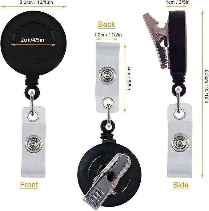 10 Pack Retractable ID Badge Holder Reels with Swivel Alligator Clip Bulk Pack Premium Badgei14Blacki14
